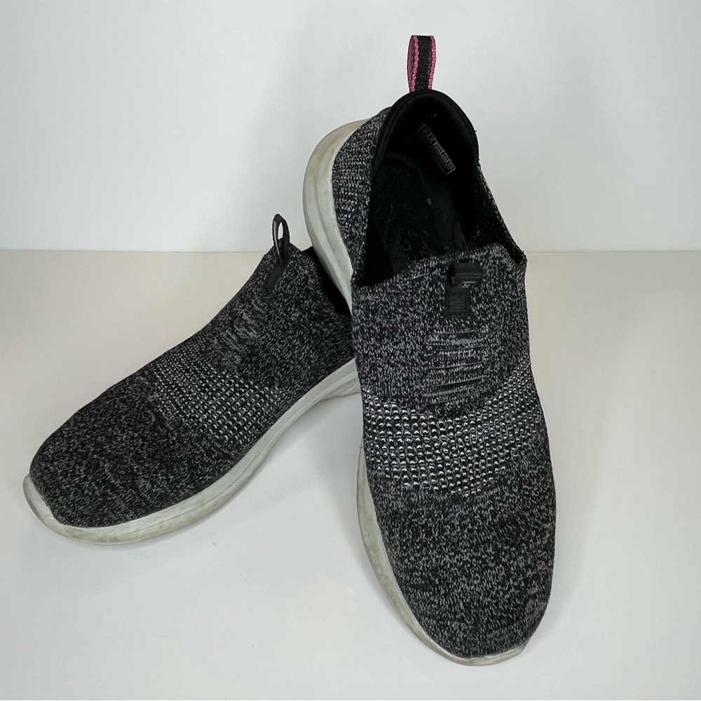 Skechers Black and Gray Slip-On Sneakers with Knit Upper Size 9